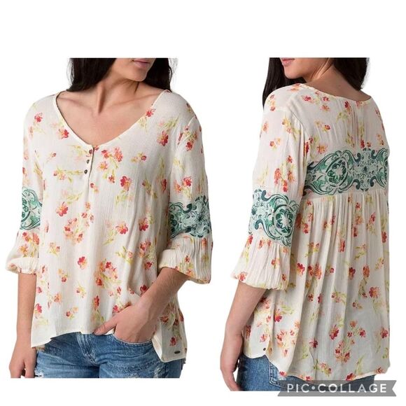 O'Neill Ildri Henley Floral print Top, Size S - Picture 1 of 6